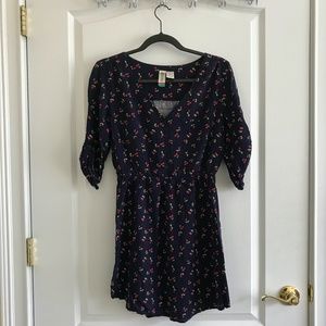 Mimi Chica 3/4 sleeve navy dress with floral print